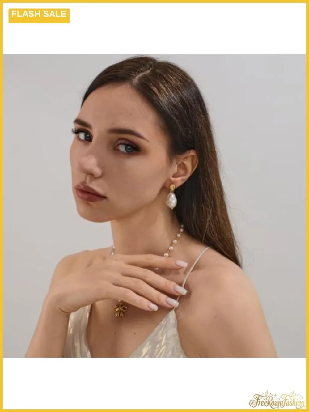 Baroque Pearl Drop Earrings for Women Gold-Tone Vintage Statement Jewelry